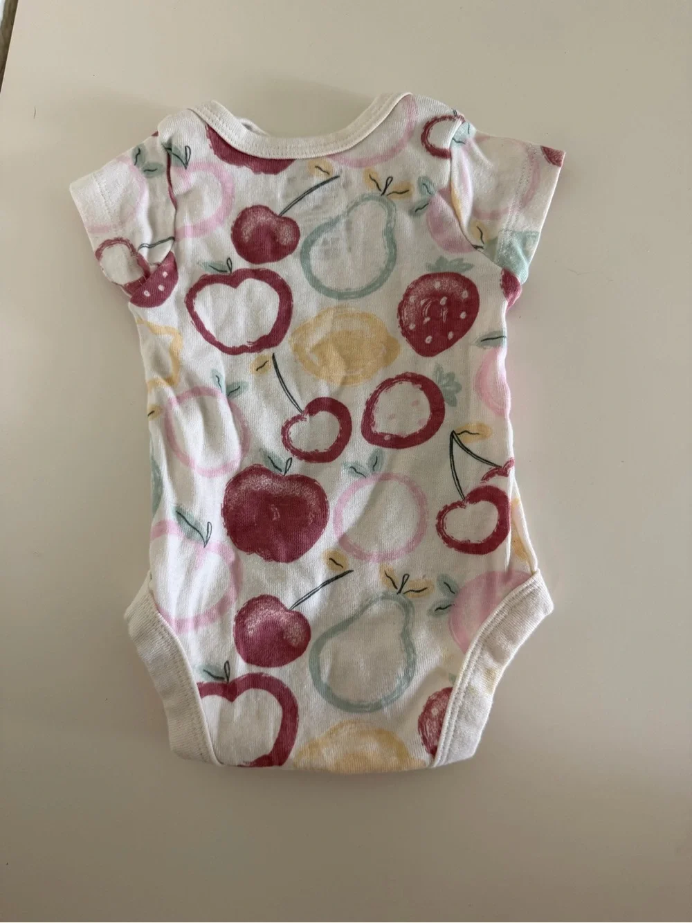 Baby Fruit-Print One-Piece Bodysuit in White and Red - Unbranded